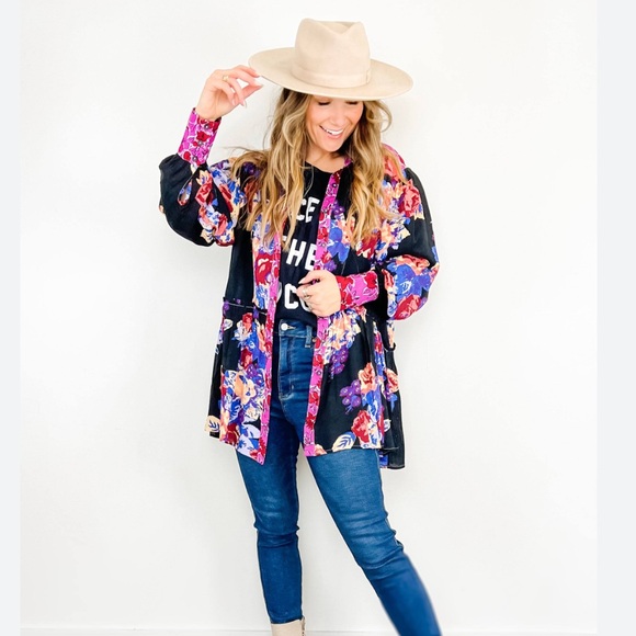 Free People Tops - Free People | Brunch A Bunch Floral Tunic Sz S